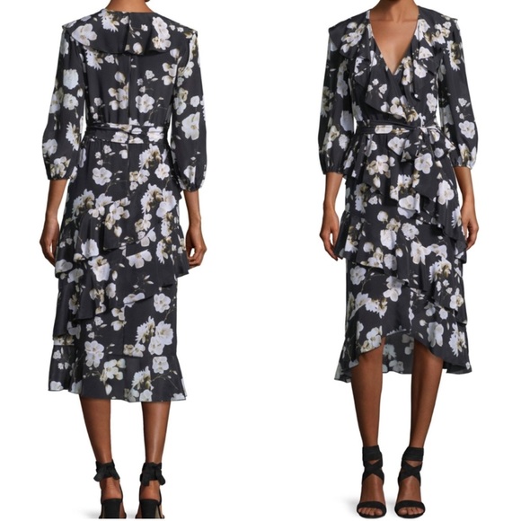 Alice + Olivia Dresses & Skirts - Alice & Olivia - Kye floral ruffle flow midi wrap dress
